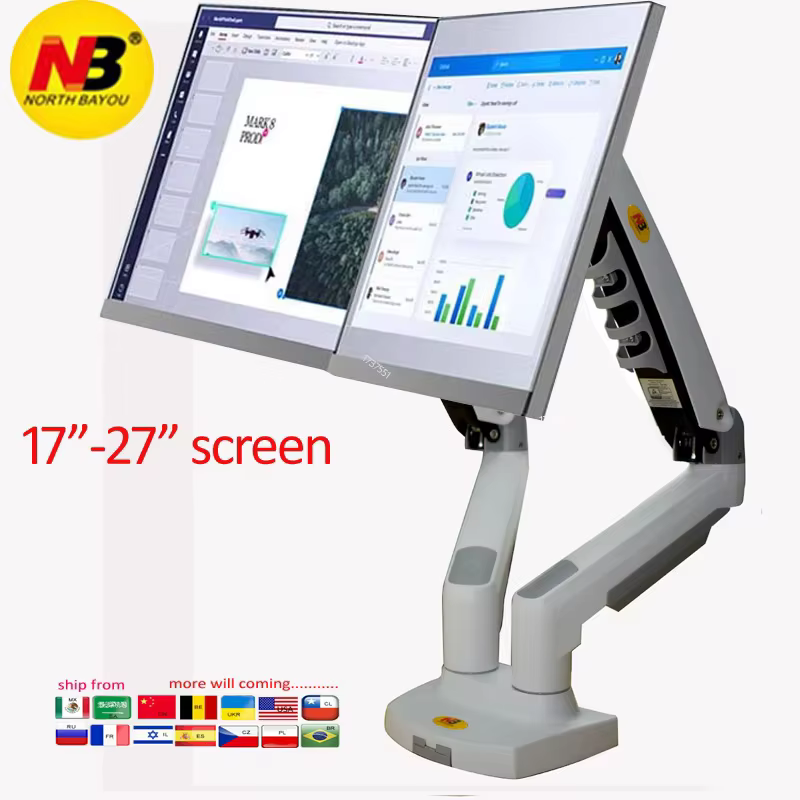 North Bayou F160 Soporte Monitor Doble 17-27 Pulgadas Resorte de Gas - imagen 3