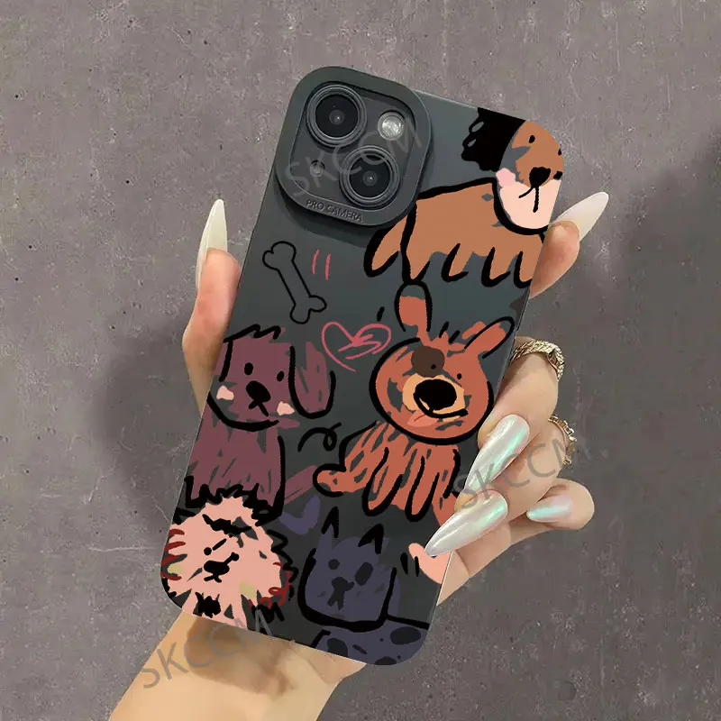 Funda blanda con diseño de perro y grafiti de gatos divertidos para iPhone 11, fundas para iPhone 16 15 Pro Max, iPhone 14, 13, 12 Pro Max, XR X XS 7, 8 Plus - imagen 3