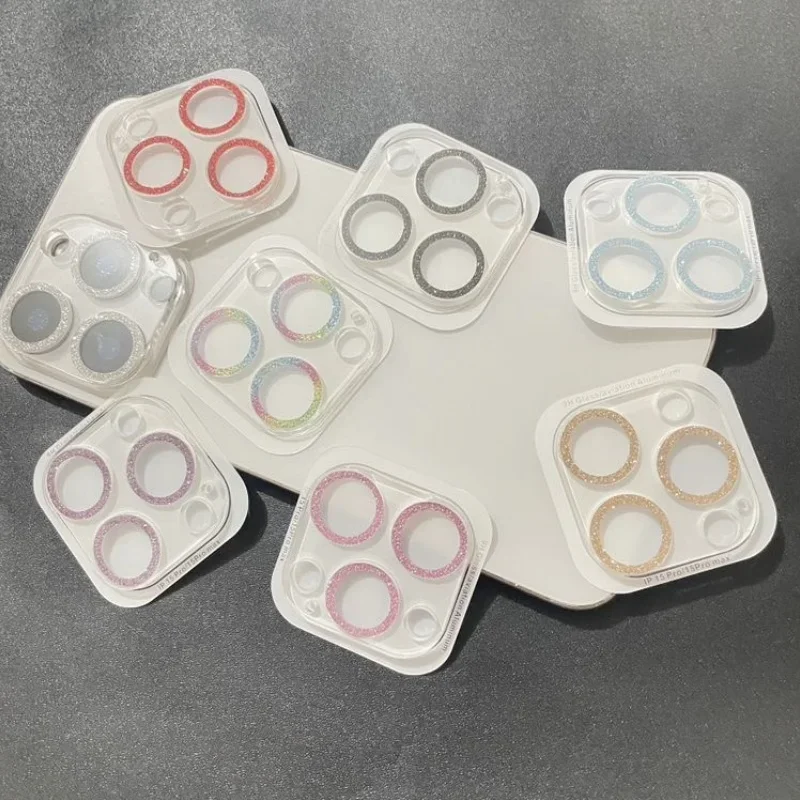 Protector de lente de cámara de vidrio templado para IPhone 16 14 15 Pro Max 12 13 Mini película de cubierta completa de diamantes de imitación brillantes