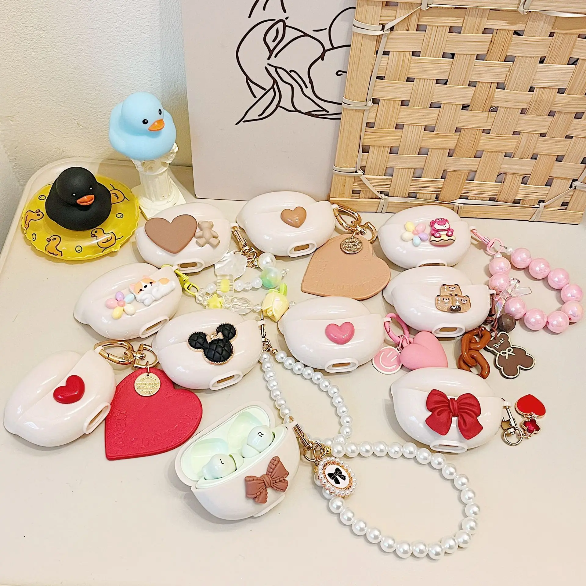 Funda de auriculares de dibujos animados para Huawei Freebuds 5i 6i, funda para auriculares para Huawei Freebuds Pro 3 / Freebuds Pro4 SE2 SE3 con correa