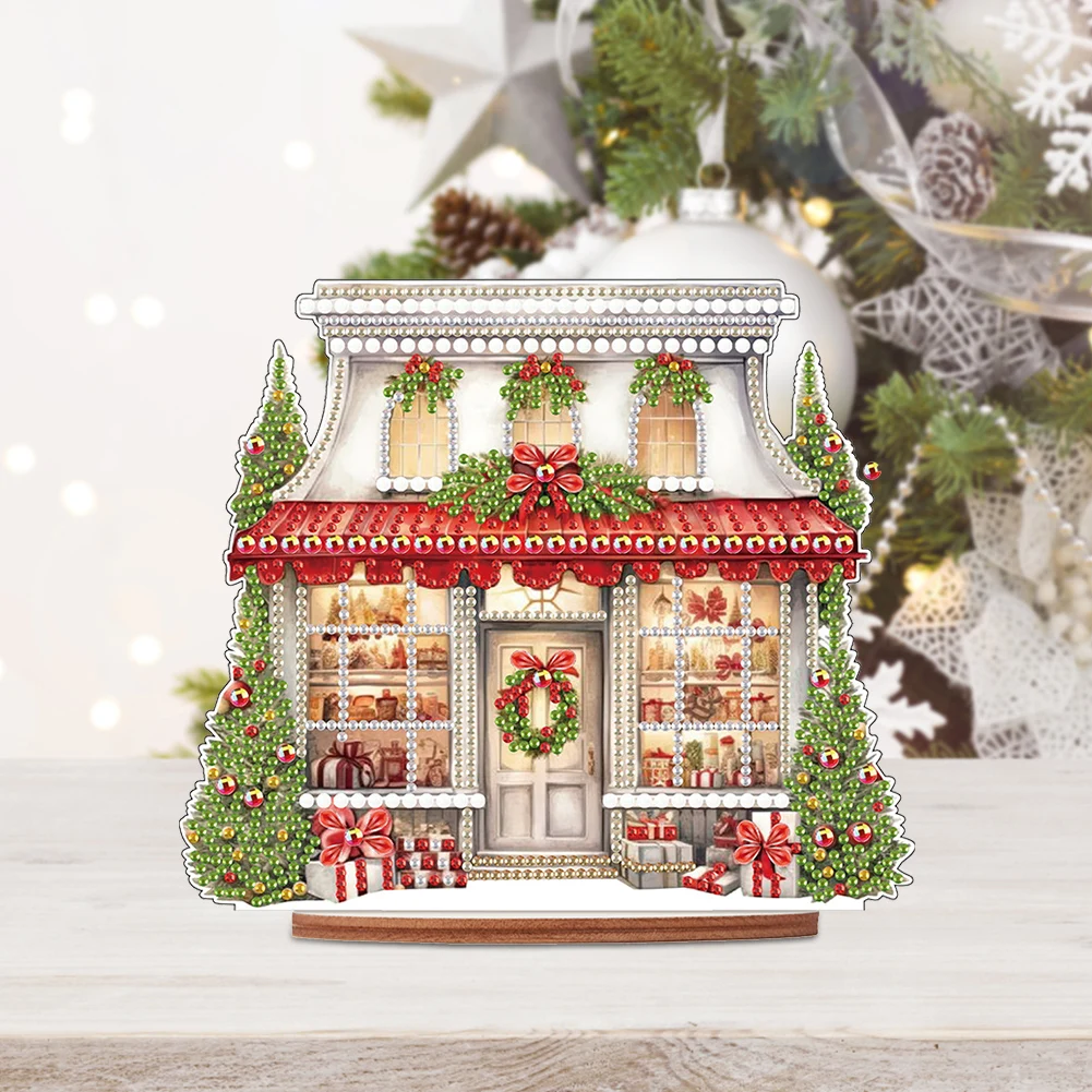 Pintura de diamantes de madera para decoración de escritorio, Kit de adornos para mesa de Navidad, oficina y hogar - imagen 5