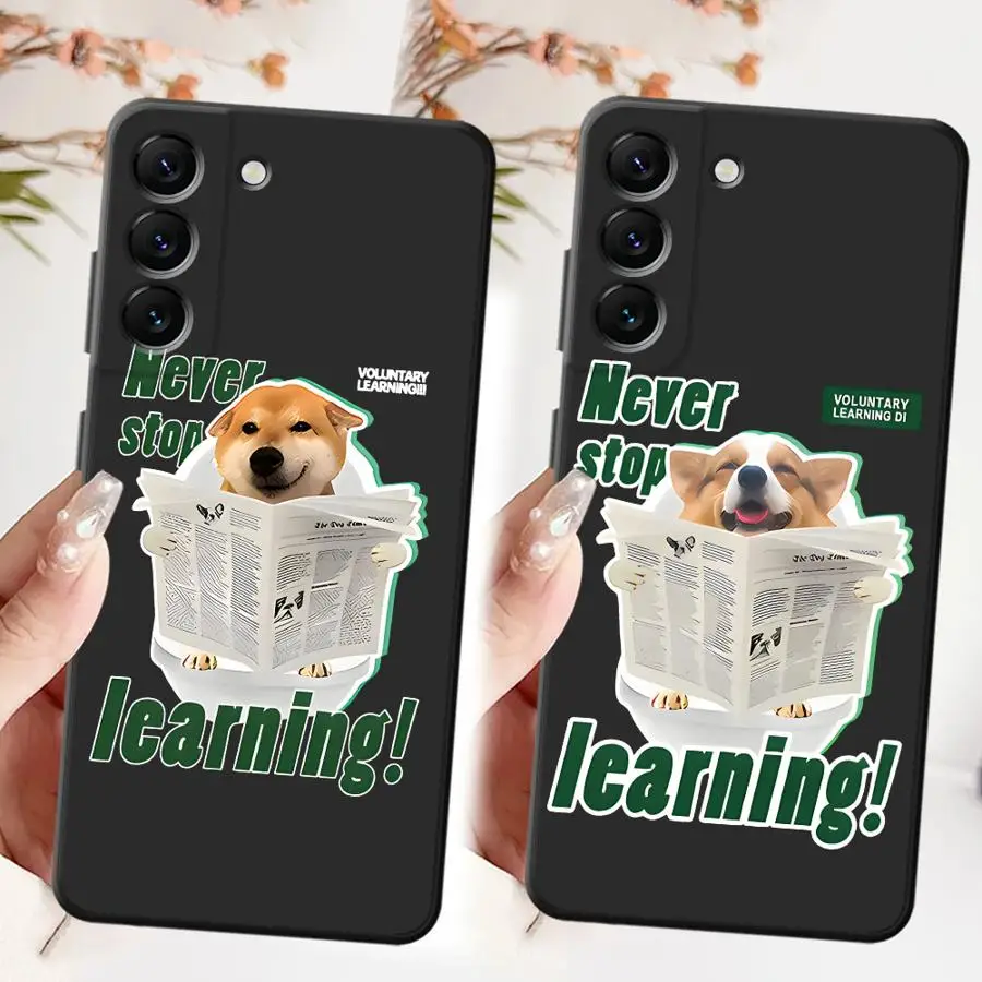 Funda de perro divertido para Samsung Galaxy A25 A71 A22 A52 A41 A51 A73 A35 A36 A32 A26 A72 A23 A53 A24 A55 funda de teléfono suave negra