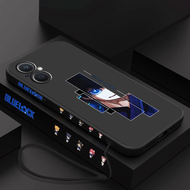 Funda de teléfono con cerradura azul de Anime para OPPO Find X5 X3 X2 Lite Pro Neo A5 A53 A94 4G 5G Liquid Left Rope Soft Cover