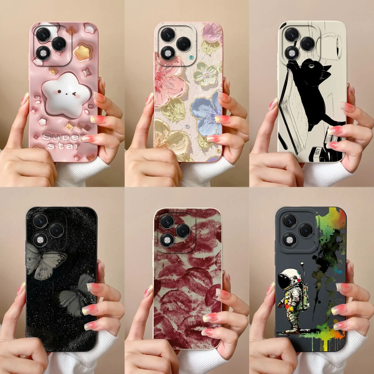 Funda blanda para teléfono Honor 400 Lite 5G, funda trasera de silicona líquida con diseño de estrella y flor encantadora, funda trasera de alta calidad para Honor400Lite