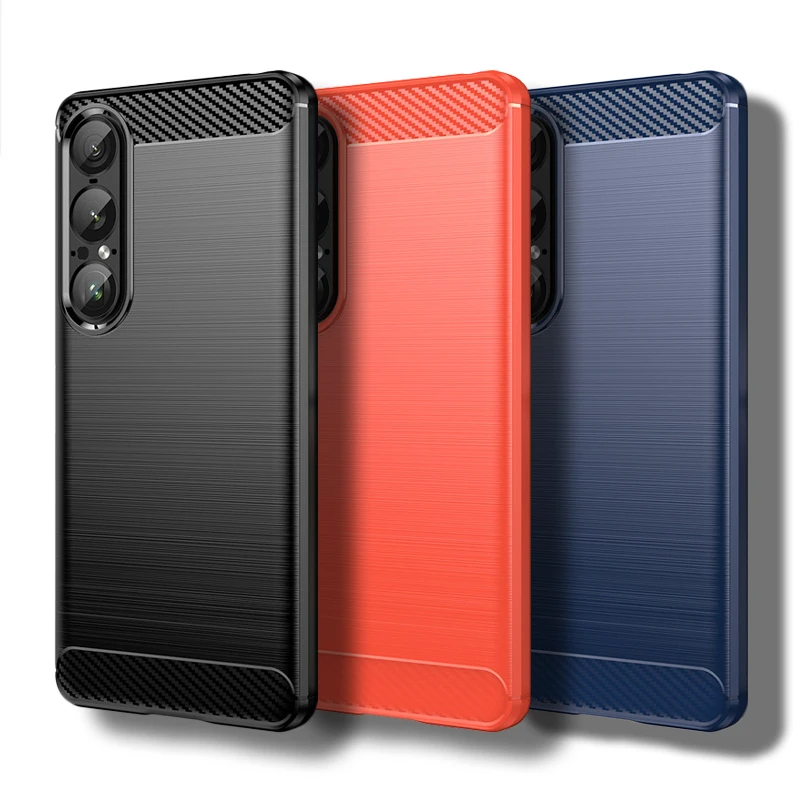 Para Sony Xperia 1 VII funda para Sony Xperia 1 VII funda de 6,5 pulgadas de fibra de carbono a prueba de golpes parachoques de silicona para Sony Xperia 1 VII - imagen 2