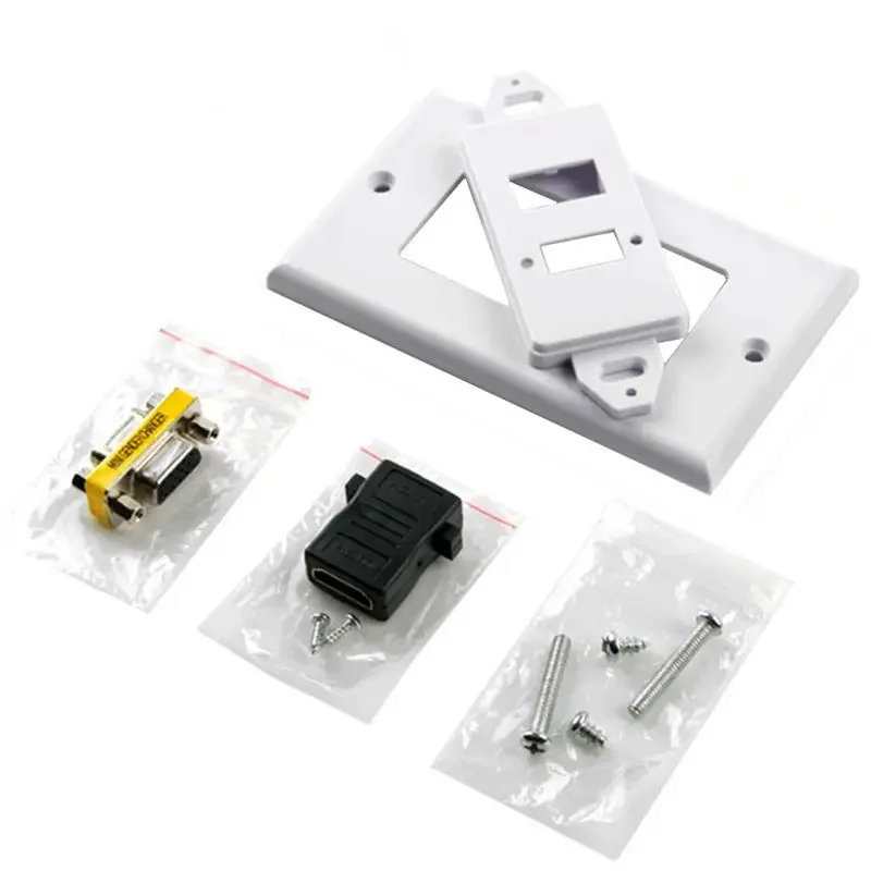 Panel VGA Compatible con HDMI, enchufe de pared directo sin soldadura, toma de ordenador de alta definición, puerto Dual, 115x70mm - imagen 3