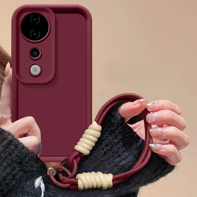 Para Vivo V40 funda vivo v40 Pro T3 Ultra funda de teléfono cordón tejido cubierta trasera mate sensación de piel protección funda a prueba de golpes