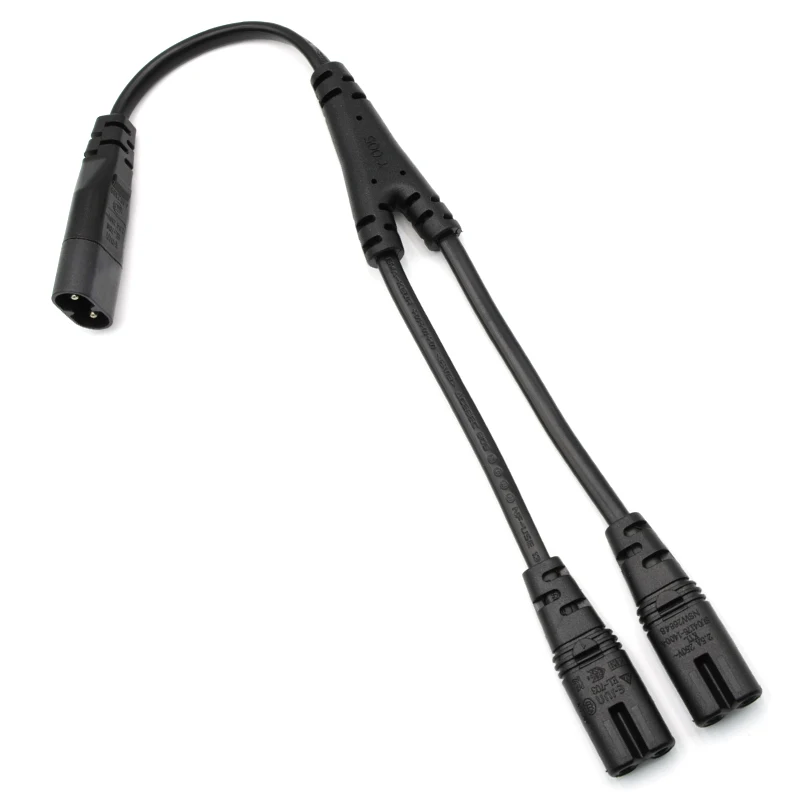 Cable de alimentación dividido IEC 320 C8 macho a 2 x C7 hembra Y de alta calidad, cable IEC de 2 pines figura 8 macho a 2 hembra de aproximadamente 30CM - imagen 2