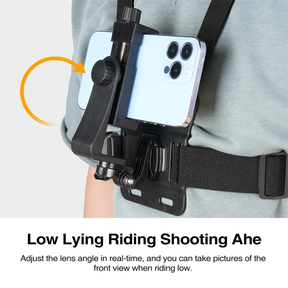 Plataforma de pecho Vlog manos libres: clip universal para teléfono con tapa vertical/horizontal para comentarios y vídeos de pesca - imagen 4