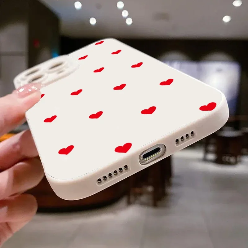 Funda para iPhone 11 Fundas para iPhone 13 Funda de teléfono con corazón de amor rojo lindo para iPhone 12 14 15 Pro Max XS XR X 7 8 Plus Funda suave - imagen 5