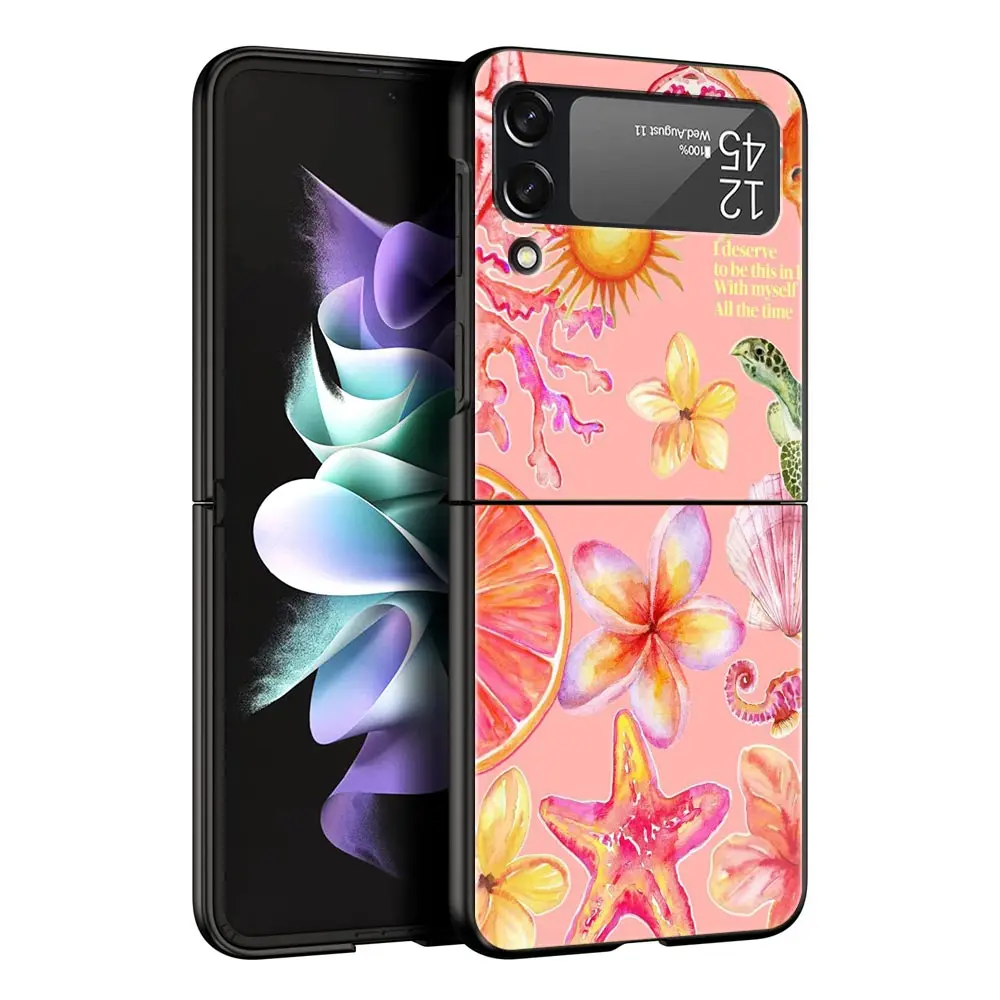 Funda de teléfono Oceanic de medusas rosas para Samsung Galaxy Z Flip3 Flip4 Flip5, carcasa para Z Flip 3 4 5 6 7, funda trasera plegable dura - imagen 3