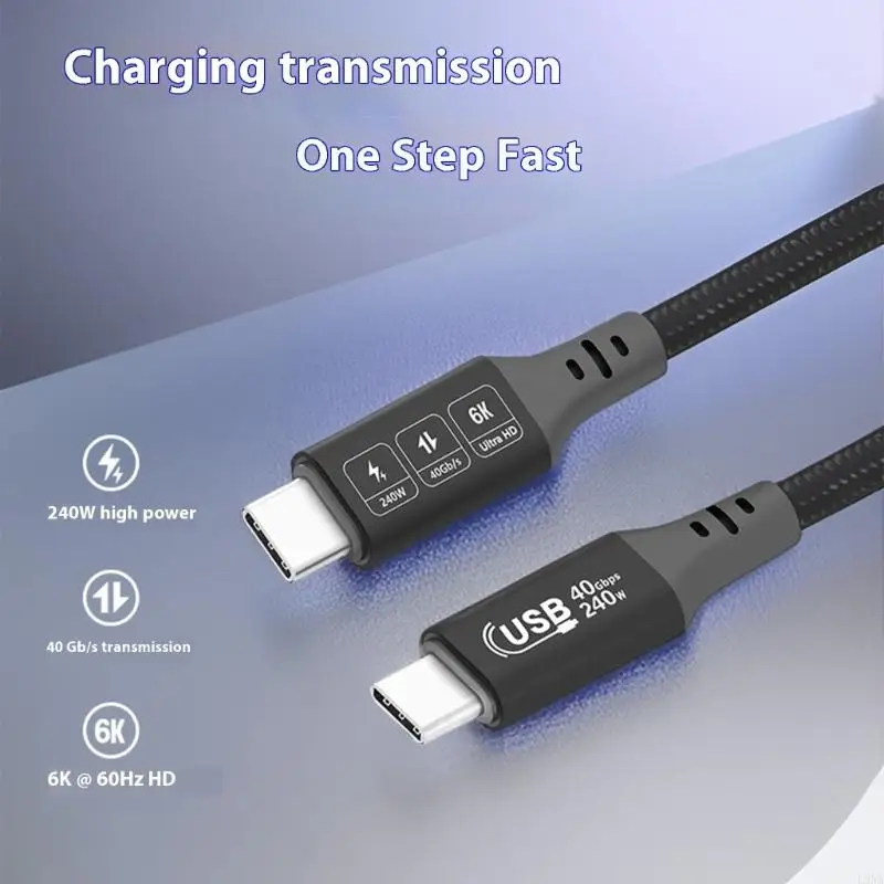 2025 Nylons trenzados Cable USB4 240WPD Carga 40 Gbps Transferencia Video 6k para 3/4 Soporte - imagen 5