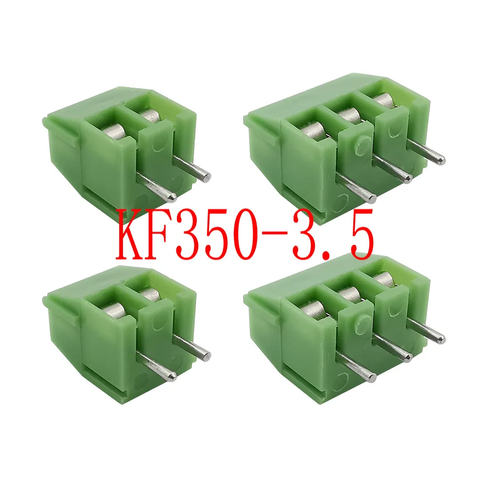 Bloque de terminales de tornillo PCB KF350, conector de terminales de tornillo enchufable, clavija recta, Paso 2P, 3 pines, 3,5mm, Cable de 24-18AWG