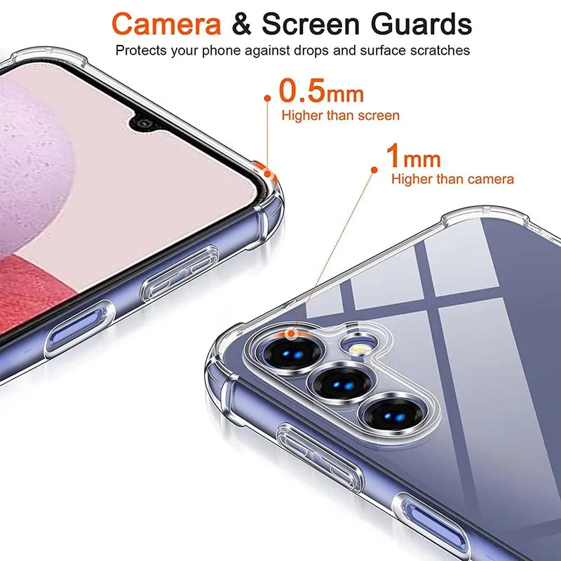 Funda de teléfono transparente con Airbag para Samsung Galaxy A04, A04S, A04E, A14, A24, A34, A54, 5G, protector de cámara, TPU suave, cristal transparente - imagen 2