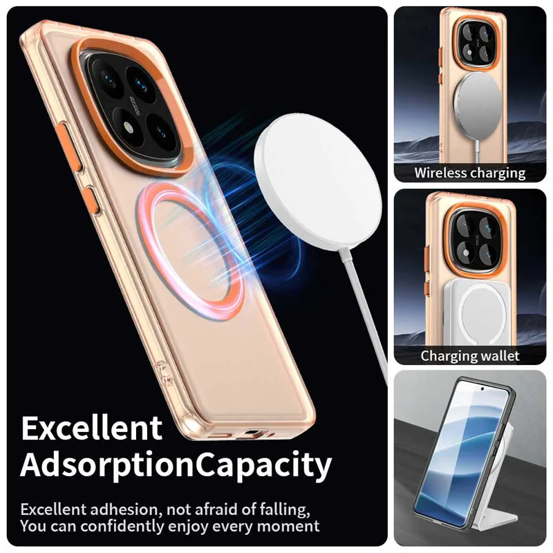Funda de carga inalámbrica magnética para Xiaomi Poco F7 5G x7 pro pocox7, funda trasera transparente de colores caramelo - imagen 3