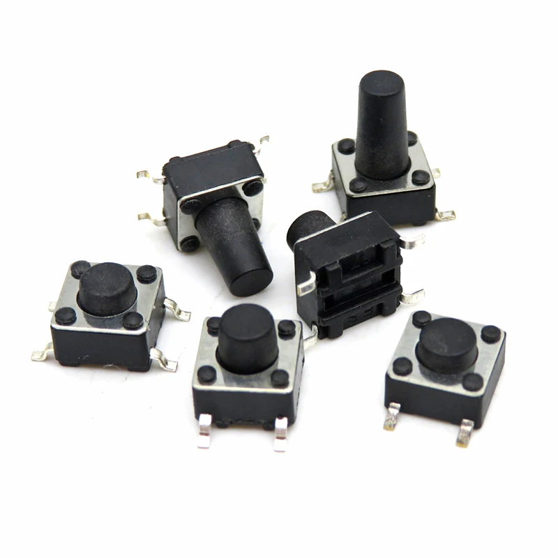 Interruptor de botón pulsador Ibuw, 50 piezas SMD, 4 pines, 6x6x4,3/5/6/7/8/9/10mm, 0.5A, 50V - imagen 3