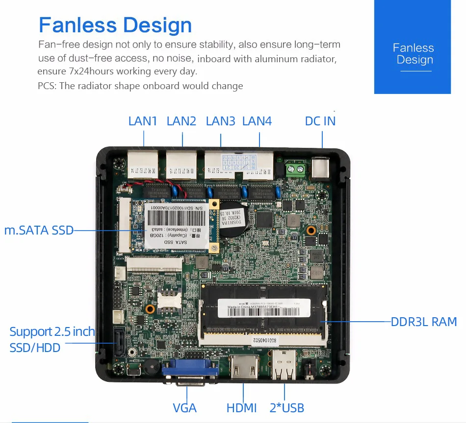 Cortafuegos enrutador pFsense sin ventilador Mini PC Celeron J1900 J4125 4 Core 4 LAN Gigabit Windows 10 Linux Openwrt servidor Industrial - imagen 5