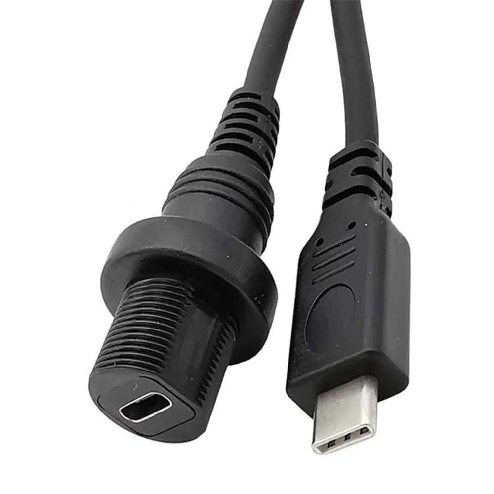 30 cm USB-C IP67 impermeable tipo C 3.1 IP 67 cable macho y hembra, instalación en panel, conector impermeable, cable de extensión - imagen 4