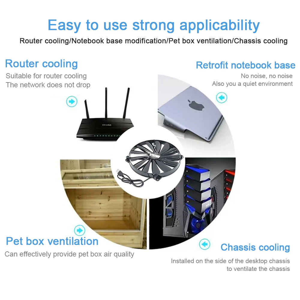SENLIFANG-ventilador silencioso para ordenador portátil, dispositivo de refrigeración de 20CM, A20020-07CA-2JN-F1 DF2002005SELN 5V 0.30A 21CFM 600RPM USB 60cm - imagen 4