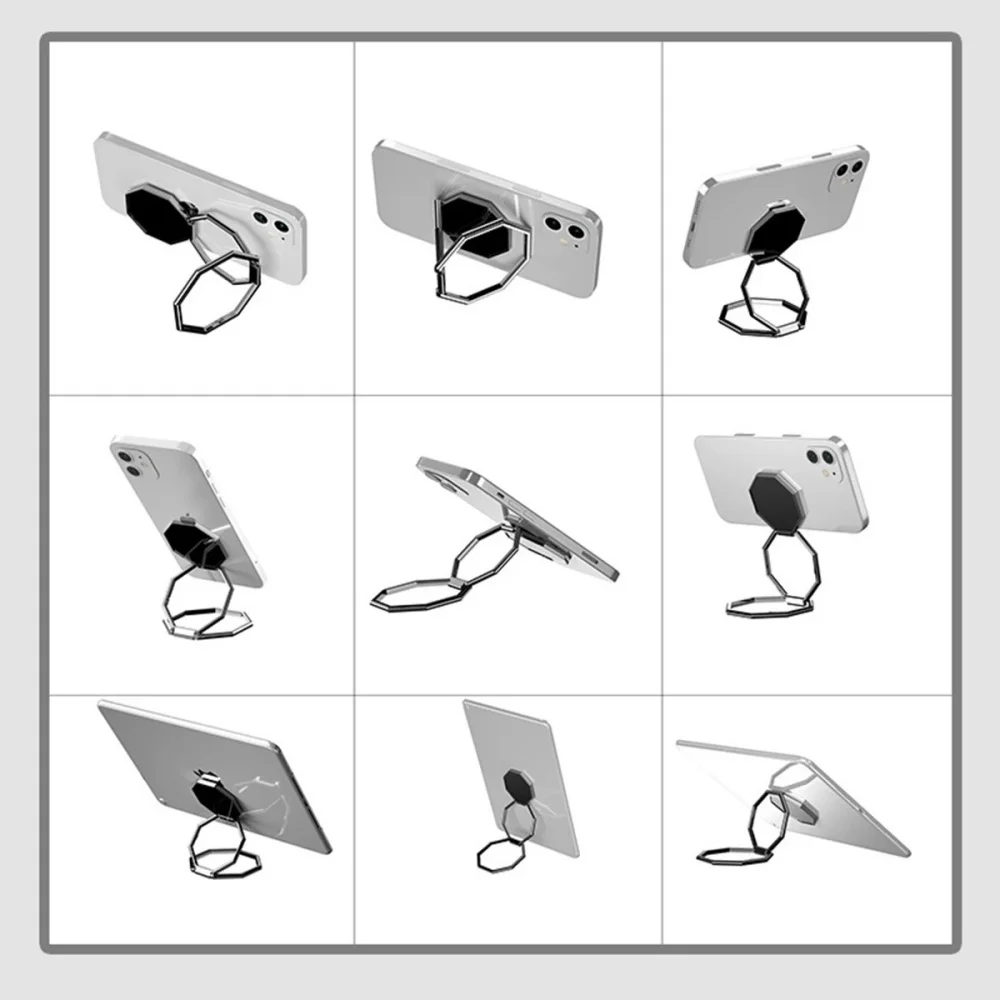 Soporte para teléfono con anillo de Metal ultrafino, plegable, giratorio 360, diseño hexagonal de chismes, Clip para tableta de escritorio multiángulo para ver - imagen 3