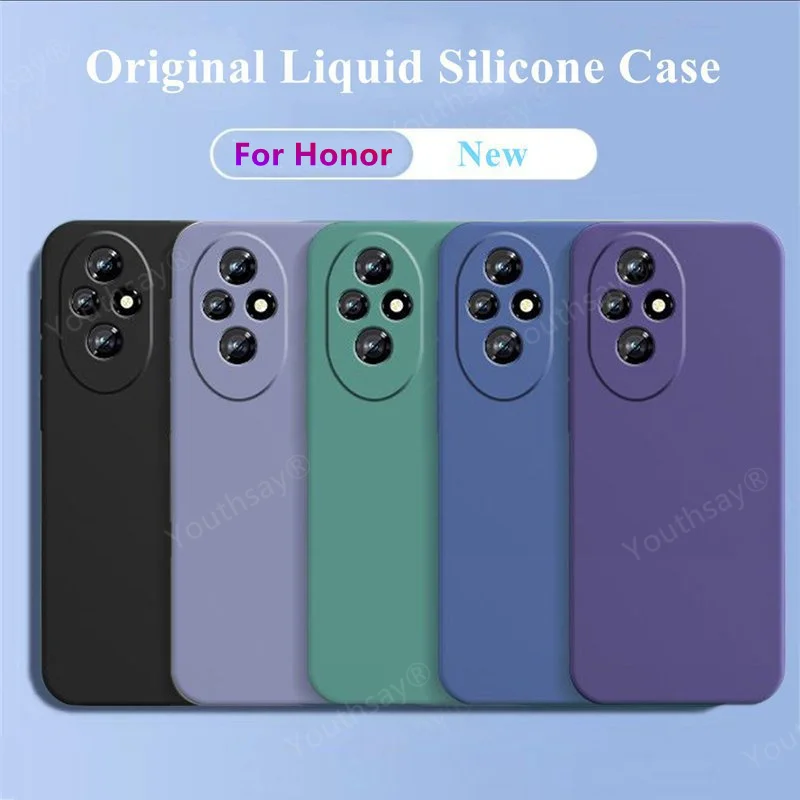Para Honor 200 funda para Honor 200 Pro Fundas Coque Original silicona líquida suave TPU teléfono parachoques para Honor 200 Pro