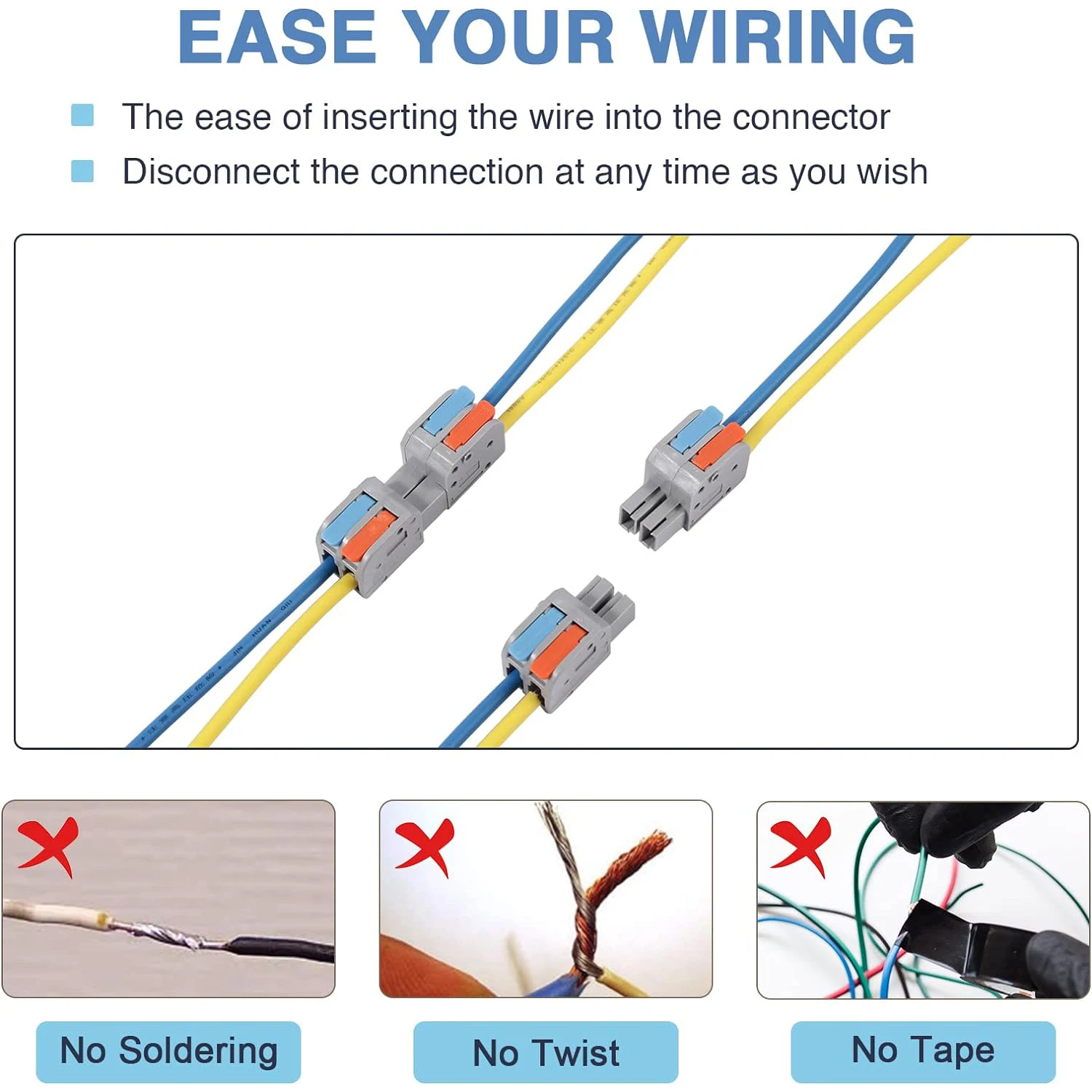5 uds conectores de cable de palanca protección manual 4/5 conductores conectores eléctricos para cables AWG 24-12, conectores de cables reutilizables - imagen 4