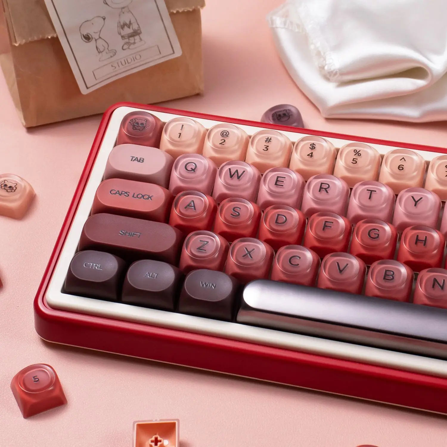 (Solo tapa de tecla) teclas de lápiz labial HOA gradiente PBT + Material de PC superficie de tecla esmerilada para teclado mecánico magnético MX Switch