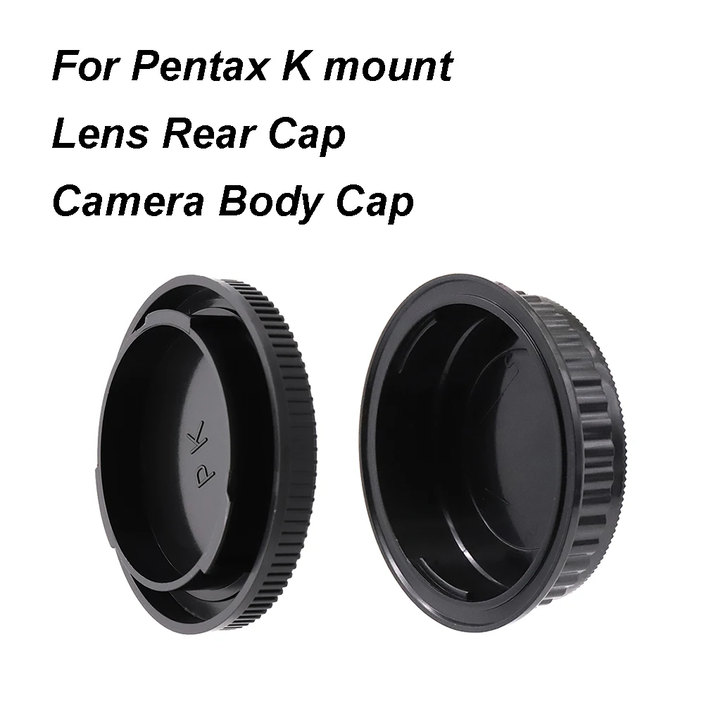 Para Pentax PK K montaje tapa trasera de lente o tapa del cuerpo de la cámara o juego de tapas tapa de lente negra de plástico para Pentax K1 K5 K10 K20 etc.