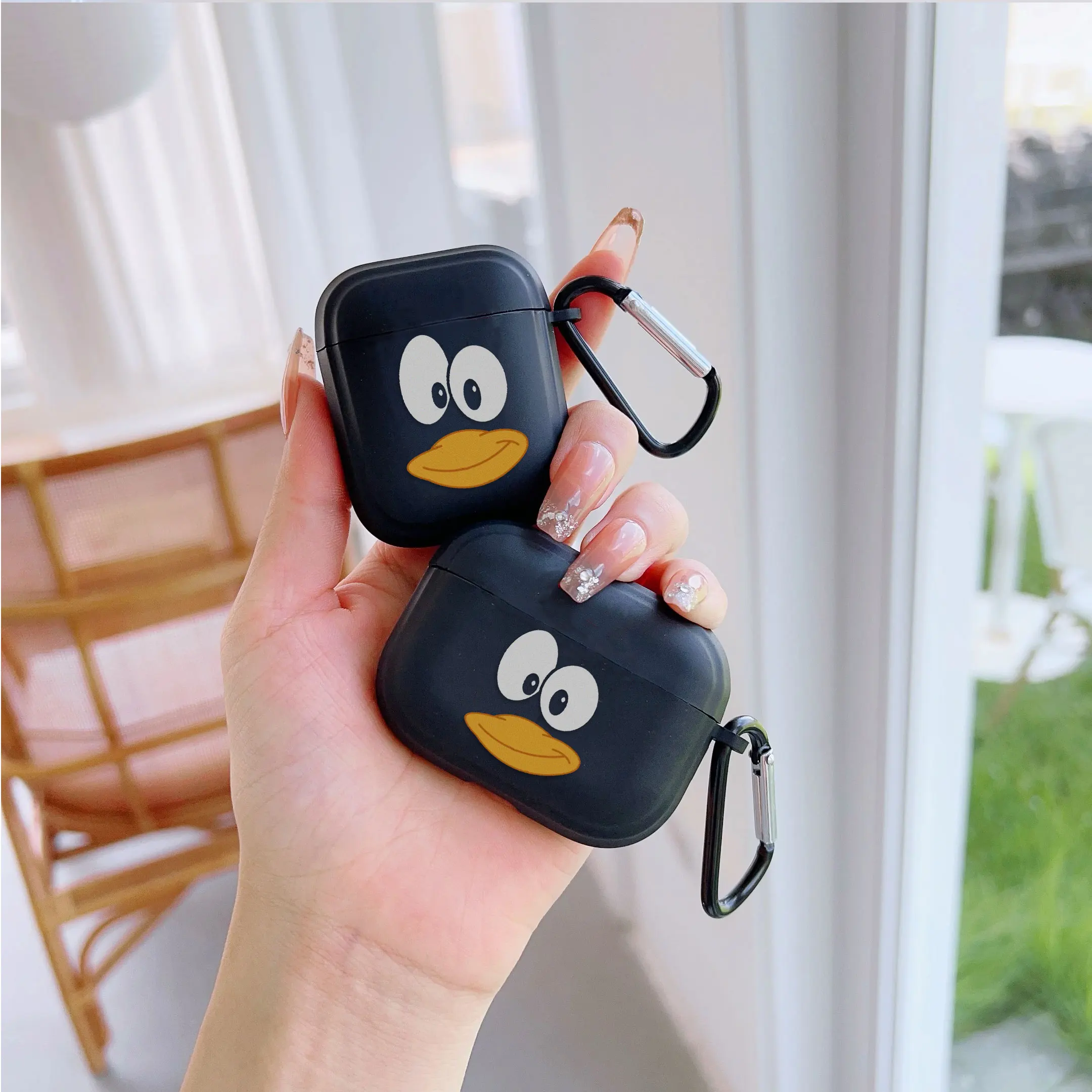 Para Airpod Pro2 2 3 4 Funda para auriculares para Air Pods 4a generación Fundas para auriculares simples y lindas de moda negra