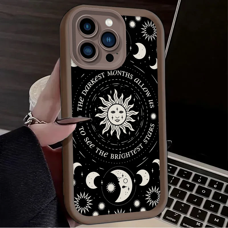 Funda de teléfono con diseño de sol y luna para Oppo Reno12 11 10 Reno8 Reno7 Reno6 Z T F Pro Plus 4G 5G, funda trasera suave de TPU - imagen 3