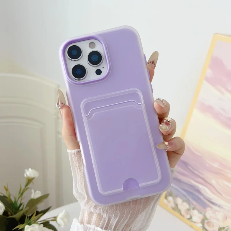 Bolsa con ranura para tarjetas, funda de teléfono transparente mate para iPhone 16E 14 15 Plus 13 12 11 16 Pro Max, cartera con foto, bolsillo, funda suave de TPU a prueba de golpes - imagen 2