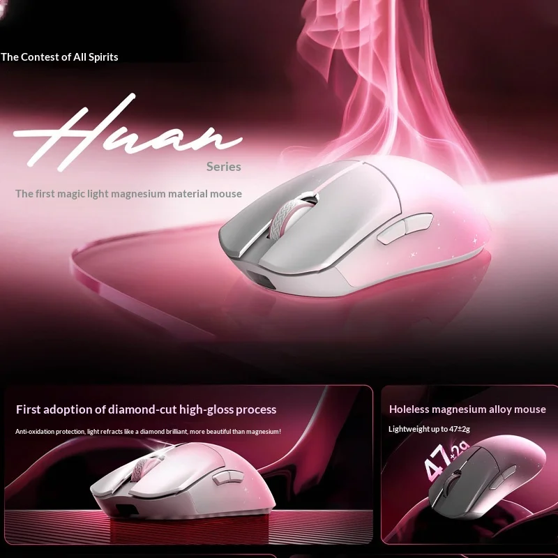 Ratón Wlmouse Huan sin agujero de aleación de magnesio 8000Hz 3 modos Bluetooth ratón inalámbrico PAW3950HS 20000FPS ratón para juegos Dual 8K regalo - imagen 3