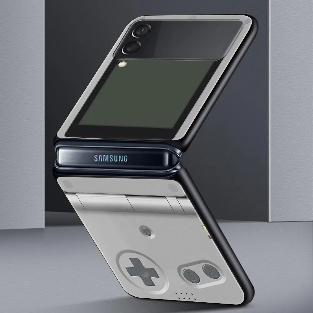 Funda de teléfono plegable para Samsung Galaxy Z Flip 3, 4 y 5, carcasa protectora negra dura para PC Game Boy - imagen 3