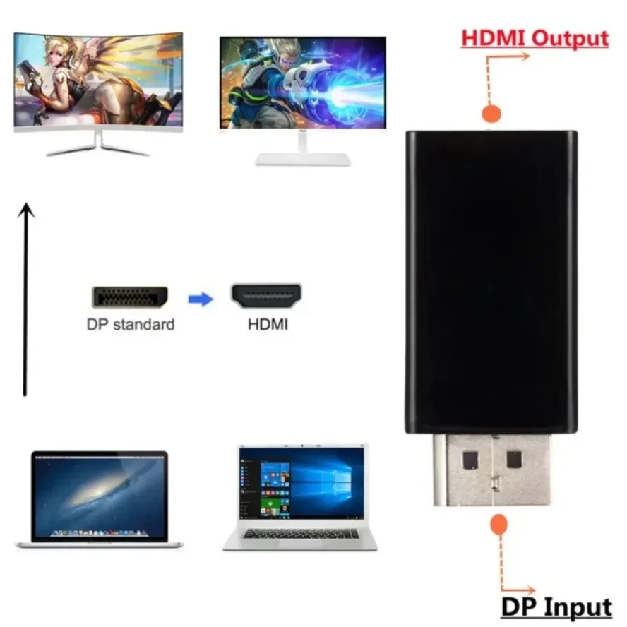 Adaptador compatible con DisplayPort a HDMI de 1080P, convertidor de puerto de pantalla macho DP a hembra, Cable de TV HD, Audio y vídeo para PC y TV - imagen 3