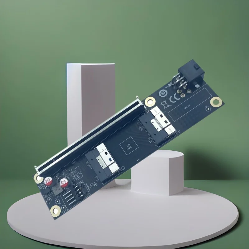 Placa elevadora extensora SFF-8654 a PCI Express X16, convertidor delgado SAS a PCIE 5,0 16X con fuente de alimentación de 6 pines para tarjeta gráfica GPU