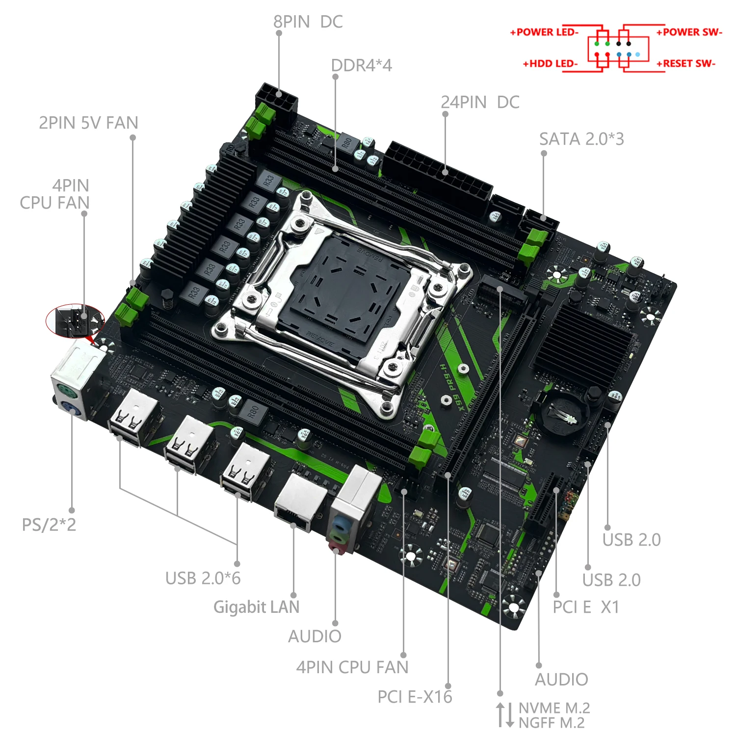 MACHINIST X99 PR9-H placa base Intel LGA2011-3 kit Set Xeon E5 2680 V4 procesador de CPU DDR4 16GB 2133MHz memoria RAM NVME SATA M.2 - imagen 3
