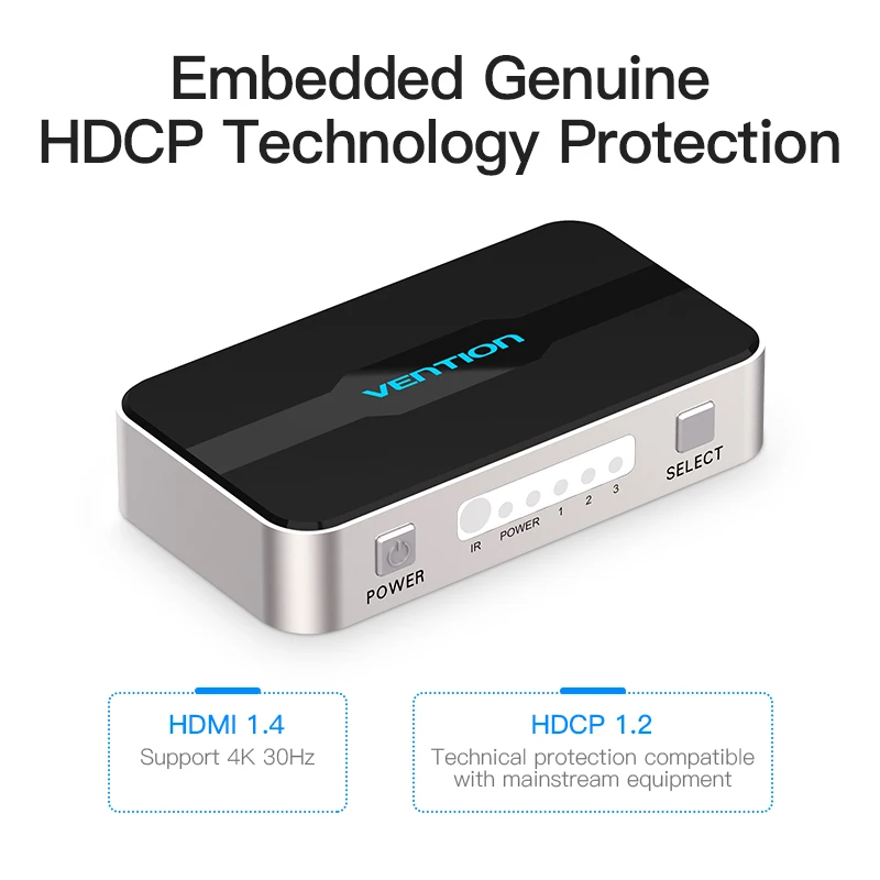 Interruptor HDMI 3×1 Vention 4K 60Hz con Mando a Distancia - imagen 2
