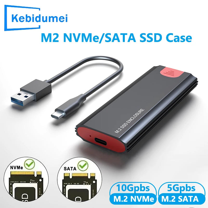 Carcasa SSD M2 de 10Gbps NVME SATA protocolo Dual M.2 a USB 3,1 adaptador SSD para NVME PCIE NGFF SATA SSD caja de disco para PC portátil
