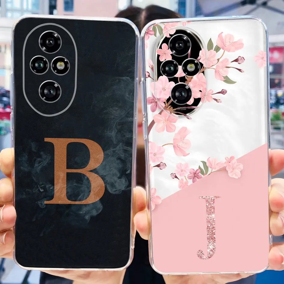 Para Honor 200 Pro Funda 2024 moda A Z letras iniciales Funda trasera suave de silicona transparente para Honor 200 5G Honor200 Pro Funda - imagen 2