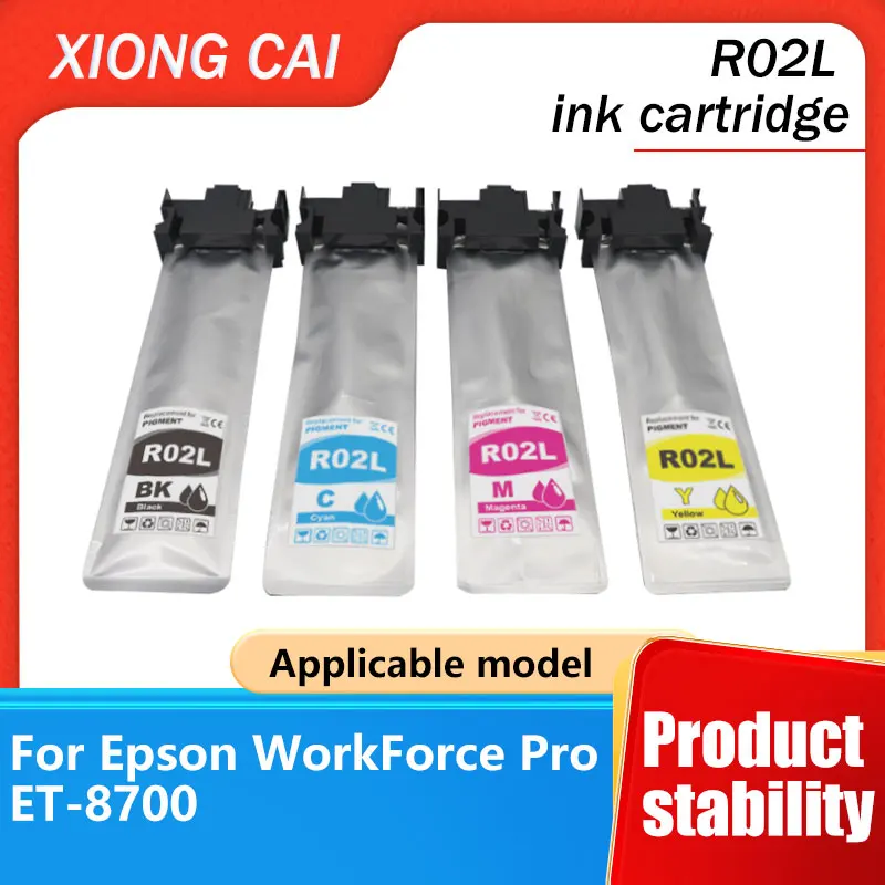 Cartucho de tinta pigmentada R02L adecuado para bolsa de tinta de impresora multifuncional de inyección de tinta de color Epson WorkForce Pro ET-8700