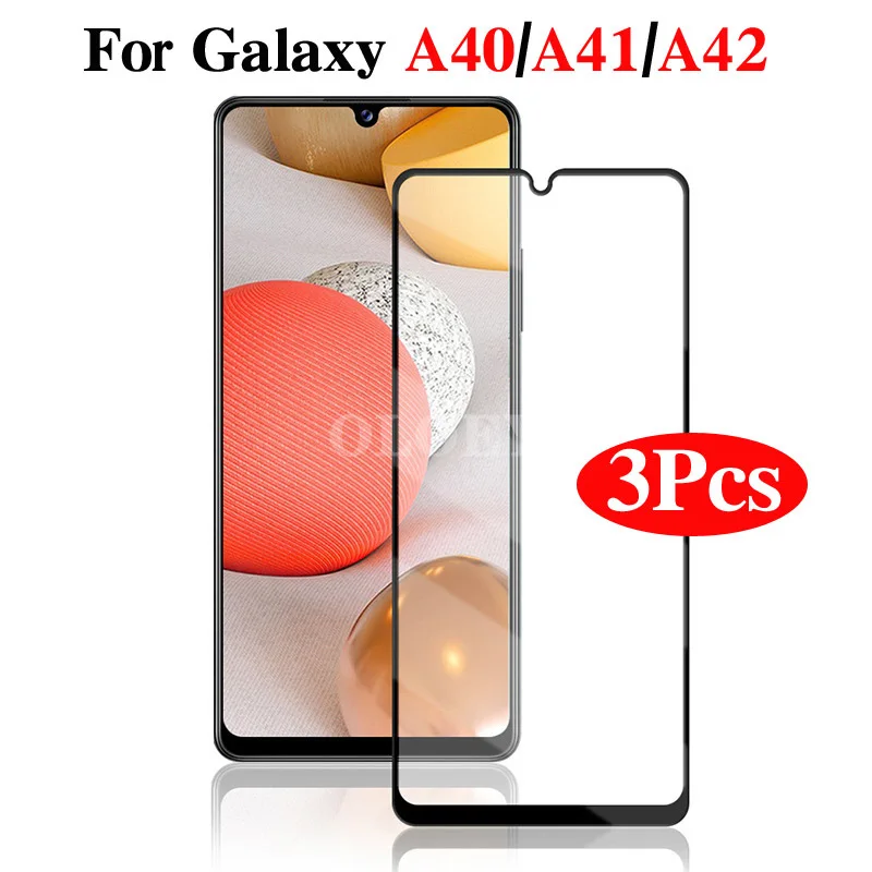 Protector de pantalla de vidrio templado para Samsung Galaxy, película protectora para Samsung Galaxy A42, A41, A40, A40S, A 42, 41, 40, 40S, Samsunga42, Galaxy ya42, 3 unidades