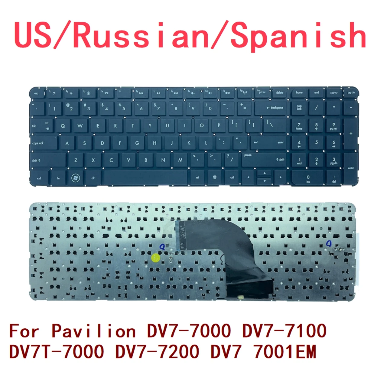Teclado retroiluminado para ordenador portátil, accesorio para HP Pavilion DV7-7000, DV7-7100, DV7T-7000, DV7, 7001EM, EE. UU., ruso, español, nuevo
