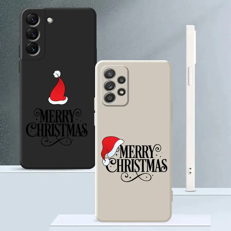 Funda de teléfono para Samsung Galaxy A16 A22 A52 A24 A34 A36 A26 A51 A15 A11 A12 A13 A14 A35 funda suave sombrero de Navidad moda
