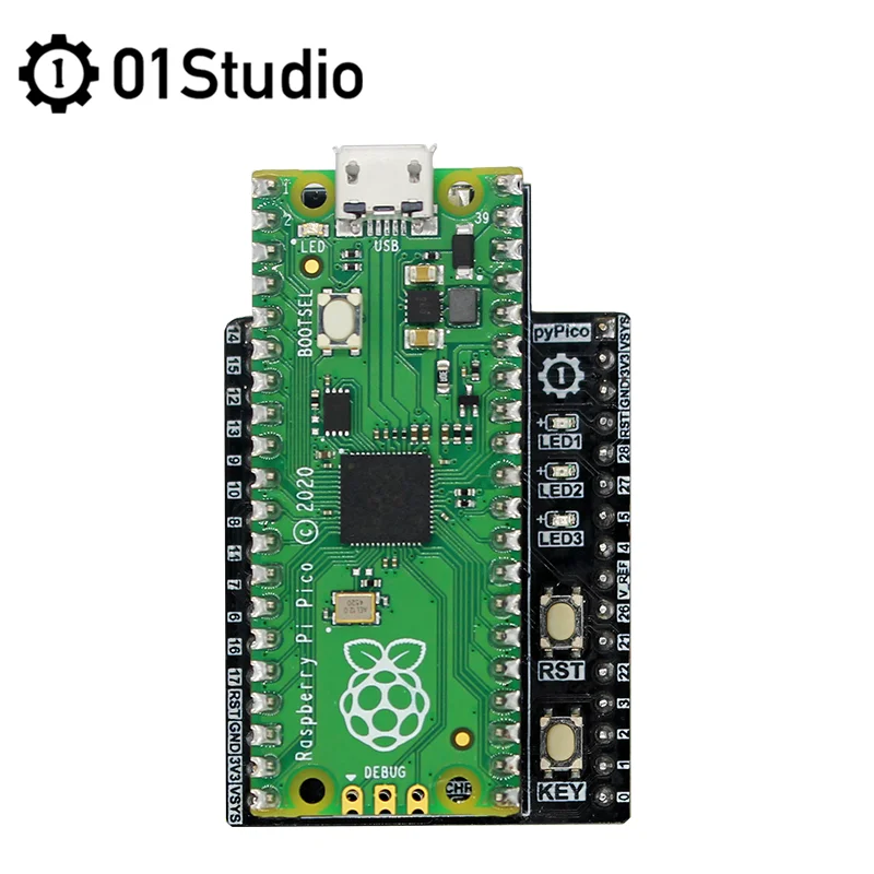 01Studio pyPico Placa adaptadora compatible con Raspberry Pi Pico MicroPython RP2040 Placa adaptadora - imagen 3