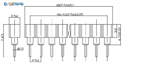 Enchufe de cristal IC redondo hembra, 5 piezas, 1x40P, chapado en estaño, rompible, L7.43, L9.7, L11.75, L17.8, para Pin Dim0.45-0,6mm con plástico - imagen 4