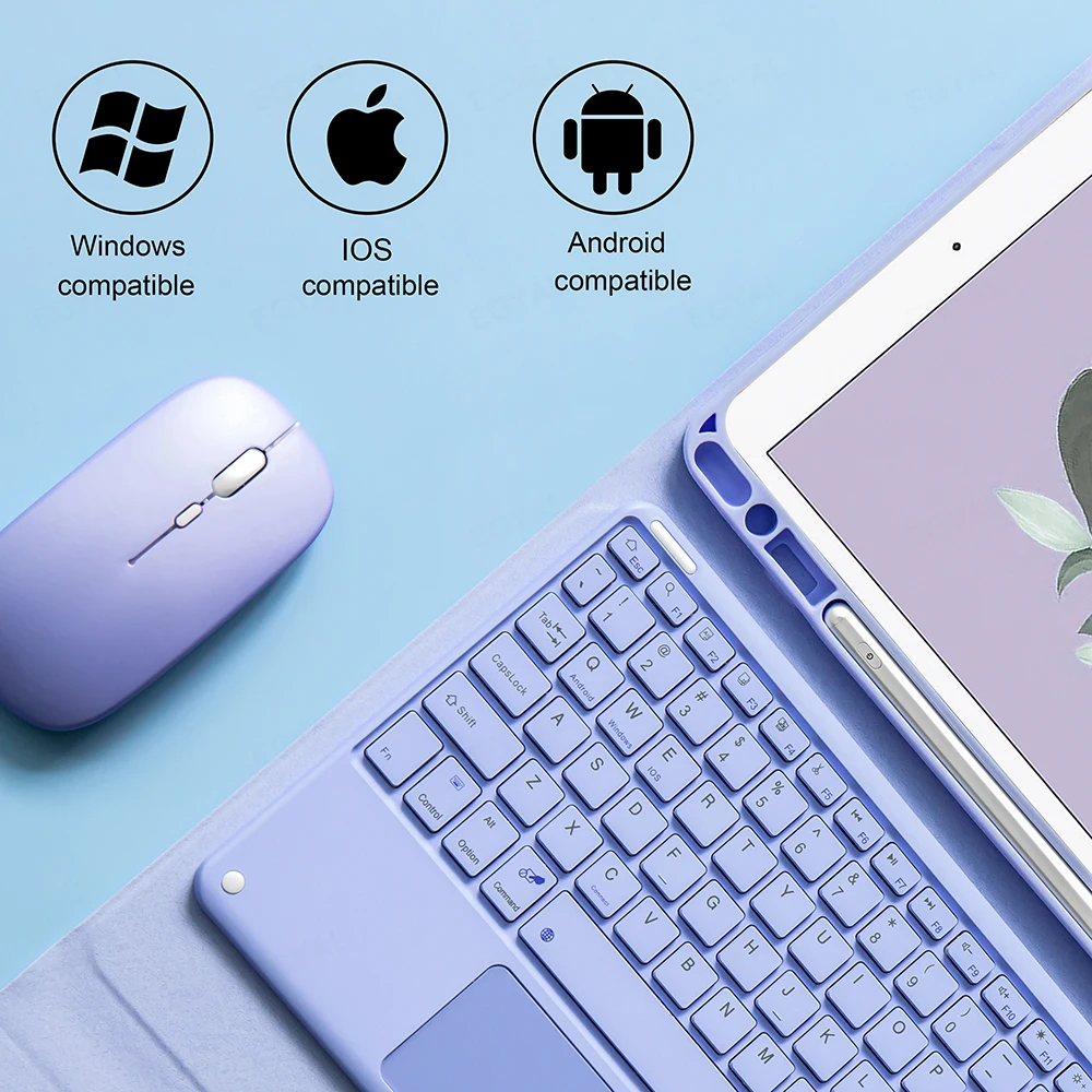 Estuches para lápices con teclado y ratón inalámbrico para iPad Air 4, 2020 Pro 11, 2021, 10,2, 9. ª y 8. ª generación, Air 2 Pro 10,5 - imagen 3