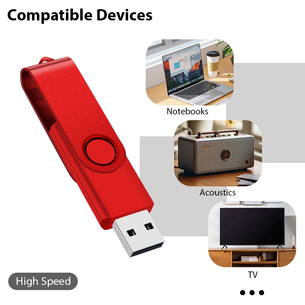 Nueva unidad Flash USB 2,0 de plástico de Color giratorio, caja de regalo de 128GB, logotipo personalizado para Pendrive gratuito, memoria de regalo de negocios de 64GB - imagen 5