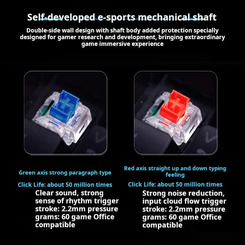 Lenovo K104  Mechanical Keyboard 104 Keys RGB Backlight Effect Office Games Blue Axis/Red Axis Optional  UK Black - imagen 5