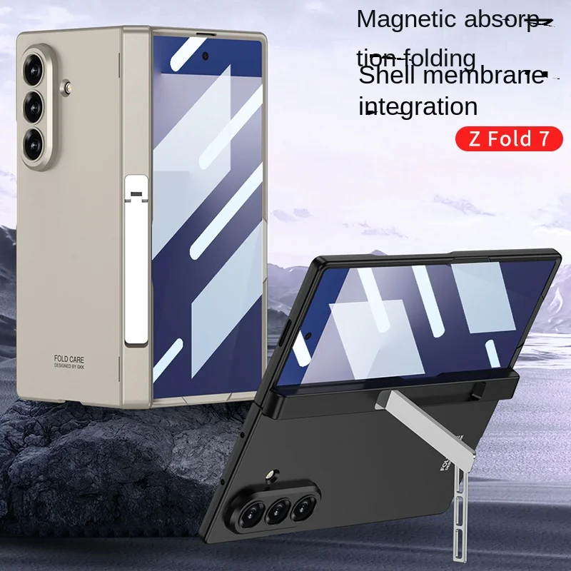 Para Samsung Galaxy Z Fold 7 funda dura con soporte película de bisagra media cubierta protectora trasera para Samsung Z Fold 7 carcasa de teléfono
