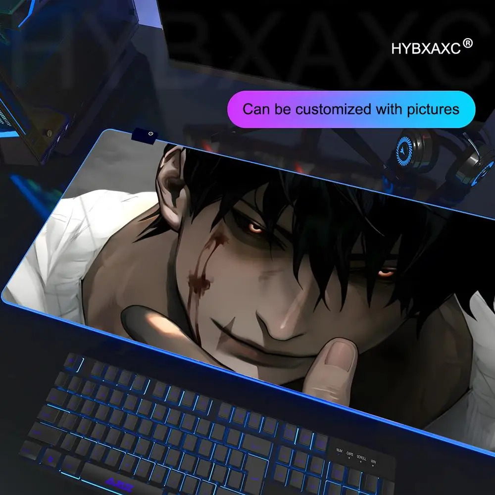 HYBXAXC Alfombrilla de ratón RGB Gaming J-jujutsu Kaisen Toji Fushiguro Alfombrilla de ratón Alfombrilla de escritorio HD Gamer Luz LED grande Alfombrilla de ratón XXL - imagen 5